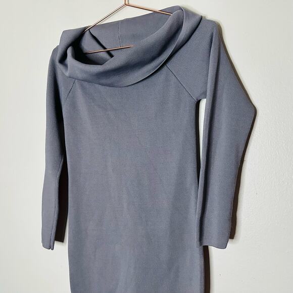 STYLESTALKER Grey Cowl Oversized Long Sleeve Short Mini Sweater Dress Size Small - Picture 5 of 7